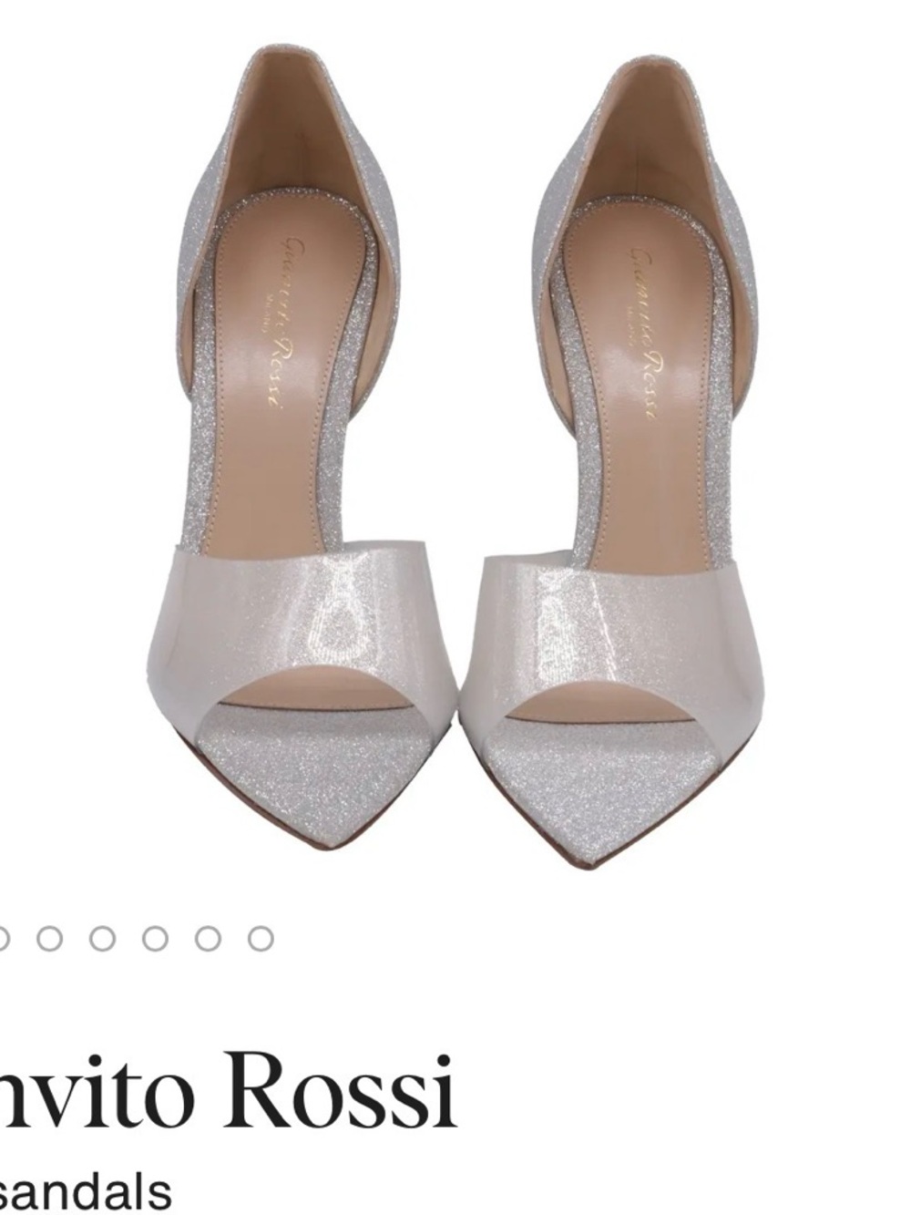 Gianvito Rossi D'Orsay Glitter Pointed-Toe Heels in Pearl White size 37